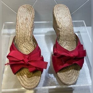 CHRistian Louboutin red jute trimmed espadrilles sz 36 made in italy